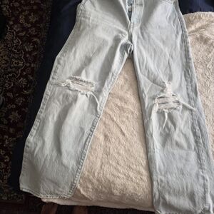 Levi's Light Blue Distressed Straight Leg Jeans